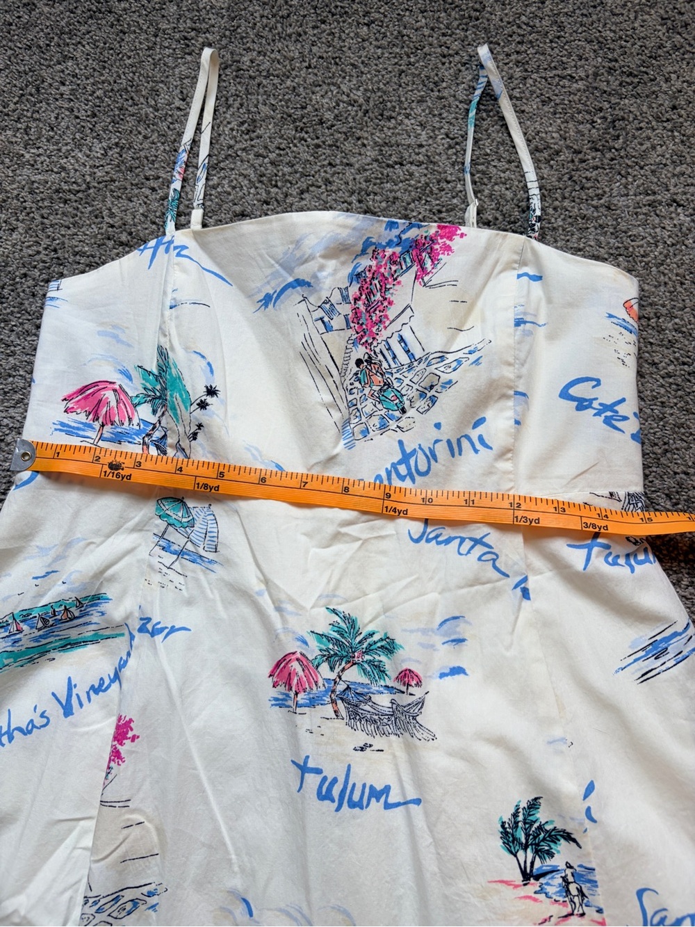 GAP Cream Midi Dress with Blue, Pink and Green Print - Picture 4 of 5